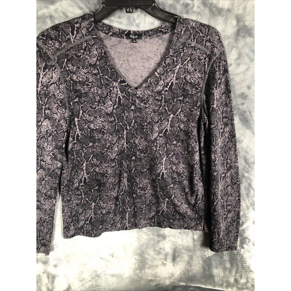 Rails EMILIA Snake Skin Print Woman’s Long Sleeve Top Charcoal Gray Sz XS - Picture 9 of 16